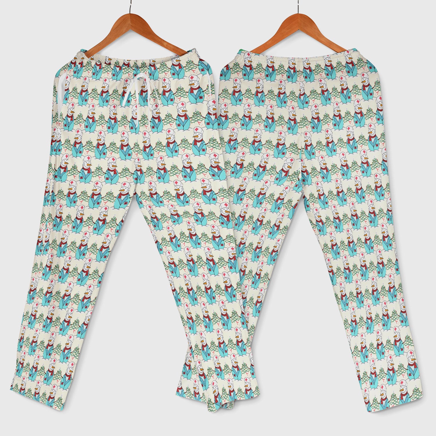 Christmas Snowman Nurse Scrub Pants - Holiday Med Uniform for Women - Comfortable Nursing Scrub Sets - Snowman Ugly Sweater Gift