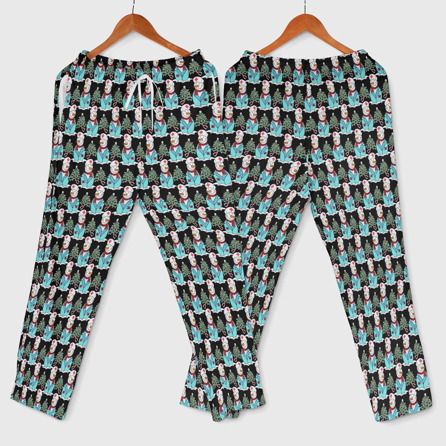 Snowman Nurse Scrub Pants - Xmas Med Uniform for Women - Comfortable Nursing Scrub Sets - Snowman Ugly Sweater Gift