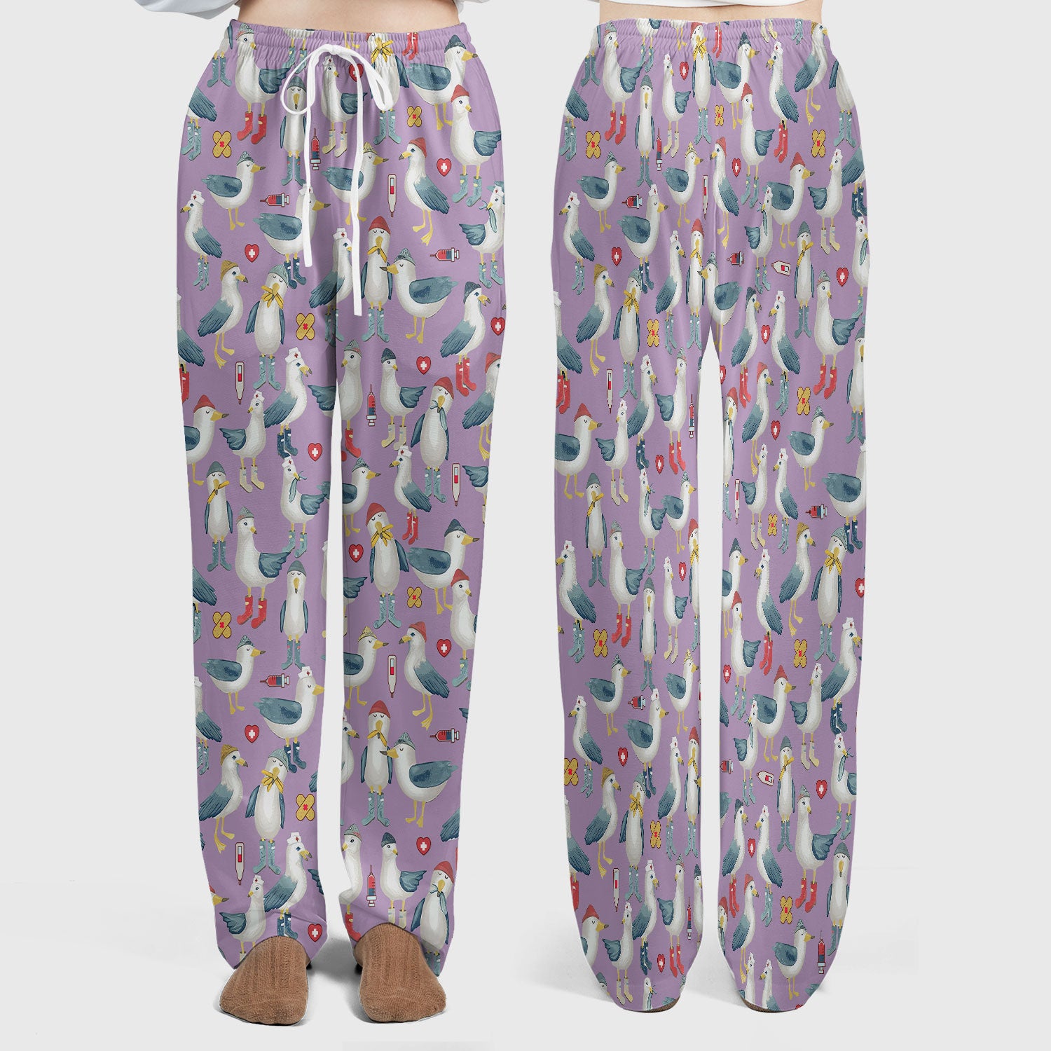 Seagull Scrub Set for Nurses - Adorable Birds Medical Uniform - Funny Scrubs Pants and V Neck Top for RN CNA LPN