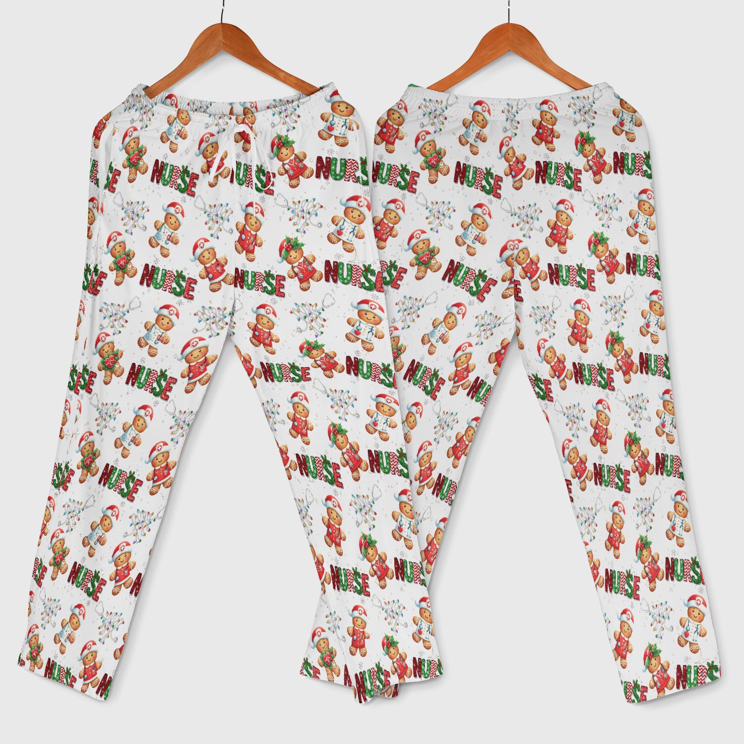 Christmas Gingerbread Women's Scrub Sets - Comfortable Scrubs for Nurses - Xmas Scrub Pants and V Neck Top for Her
