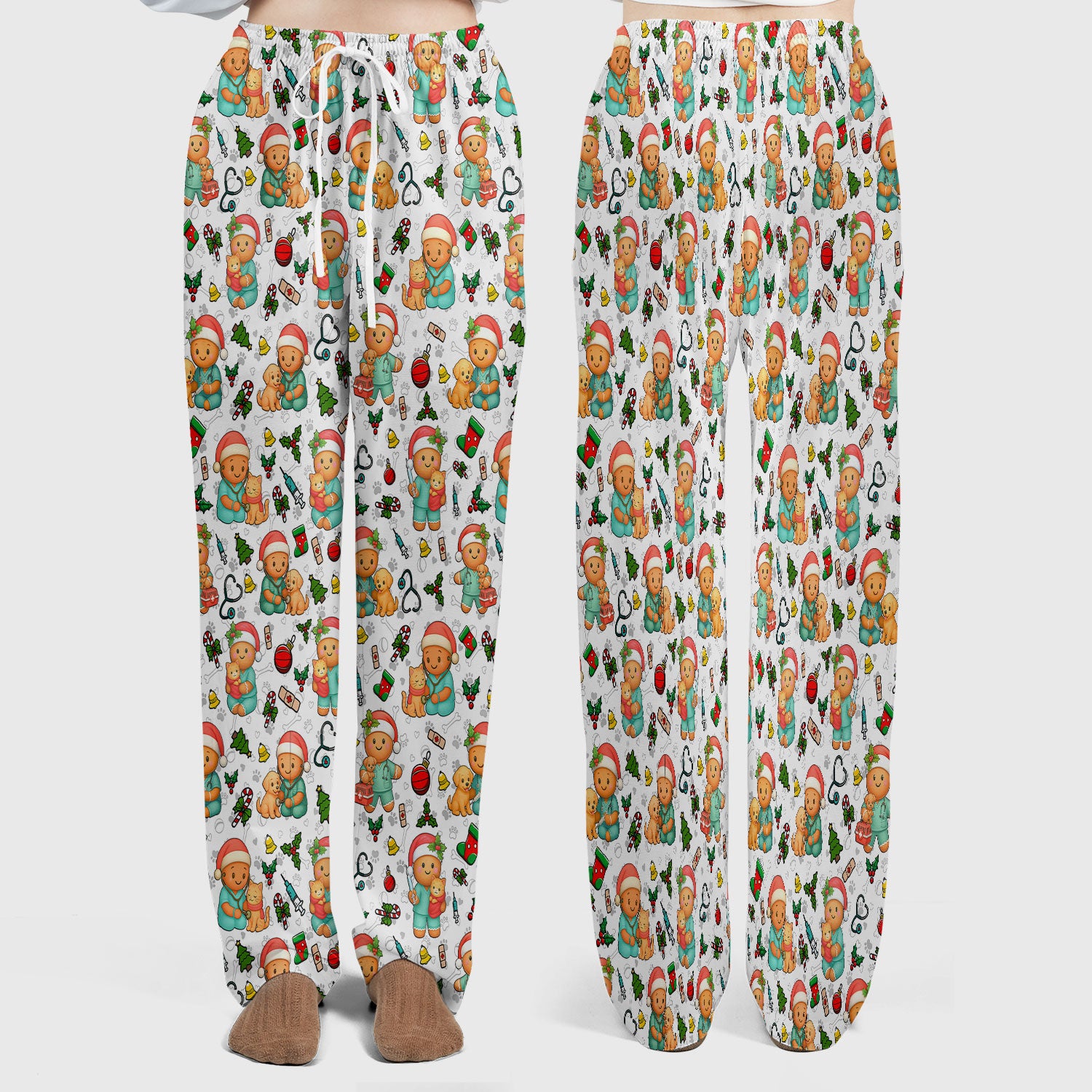 Cute Pharmacy Christmas Scrub Set – Funny Gingerbread Nurse Print Shirt – Festive Holiday Medical Uniform for Pharmacy Tech and Doctor