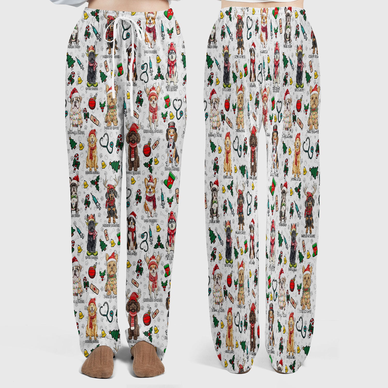 Cute Christmas Dog Scrubs Sets for Nurses - Corgi, Dachshund, Husky, Poodle & Labrador - Funny Holiday Medical Uniform for RN CNA LPN