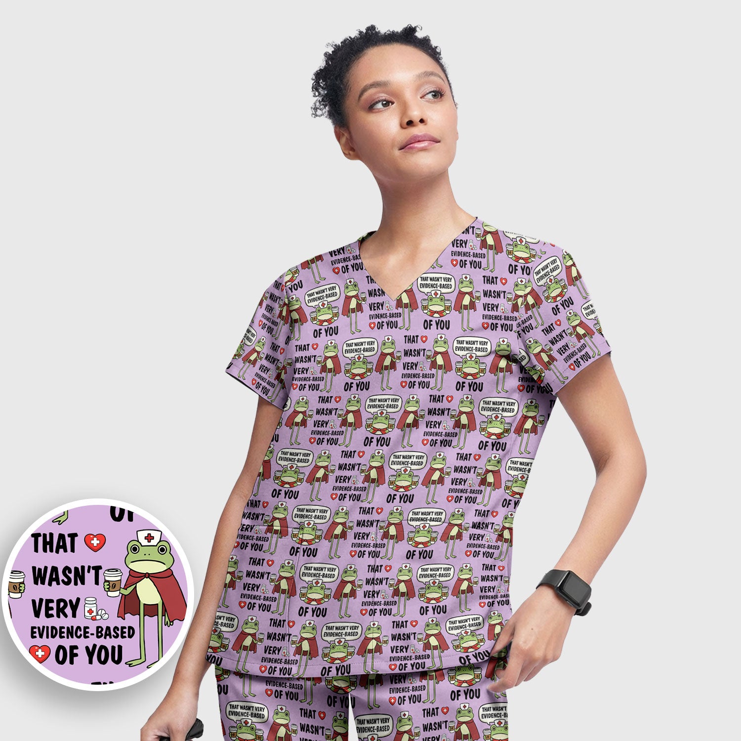 Funny Frog Nurse Quote Medical Pattern, Women's Scrub Set