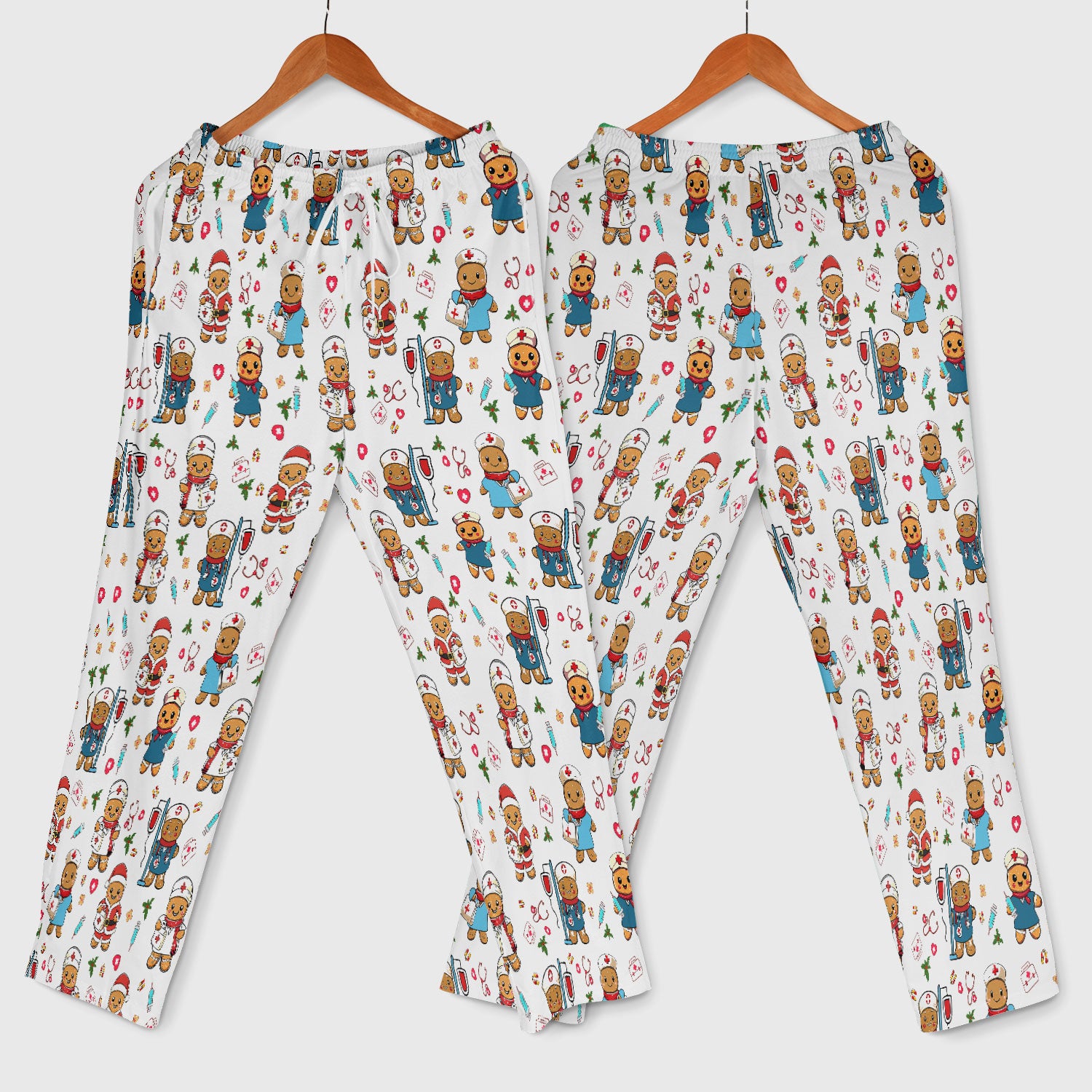 Gingerbread Nurse Scrub Pants - Santa’s Favorite Nurse Holiday Gift - Medical Uniform Set for RN LPN CNA - Funny Xmas Ugly Sweater