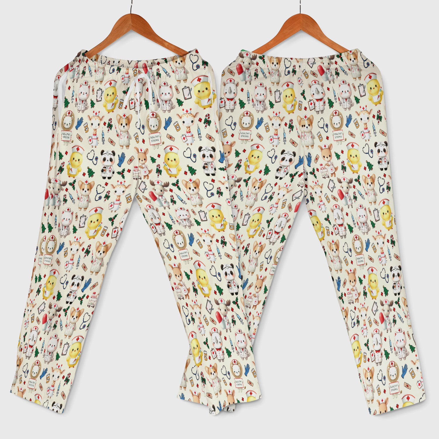 Comfortable Scrubs for Nurses - Women's Scrub Sets - Blue Scrub Pants and V Neck Top - Puppy Print Nursing Uniform