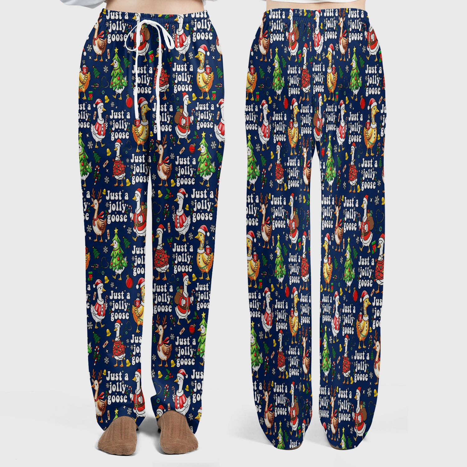 Just a Jolly Goose Funny Christmas Scrub Set - Holiday Medical Uniform for Nurse - Santa Goose Pants and Top