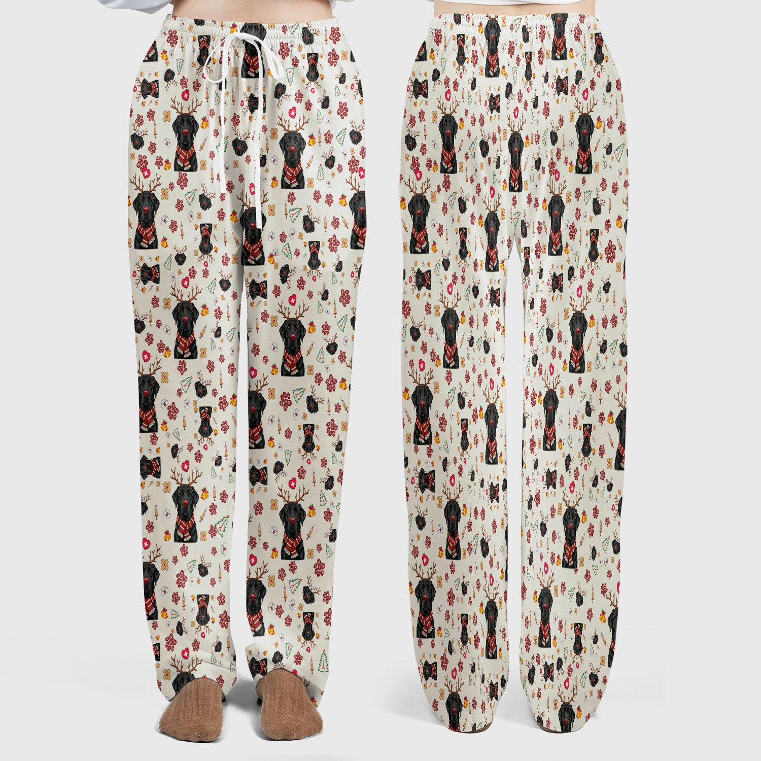 Black Lab Christmas Scrub Set - Funny Labrador Nursing Pants and V Neck Top - Cute Holiday Medical Uniform