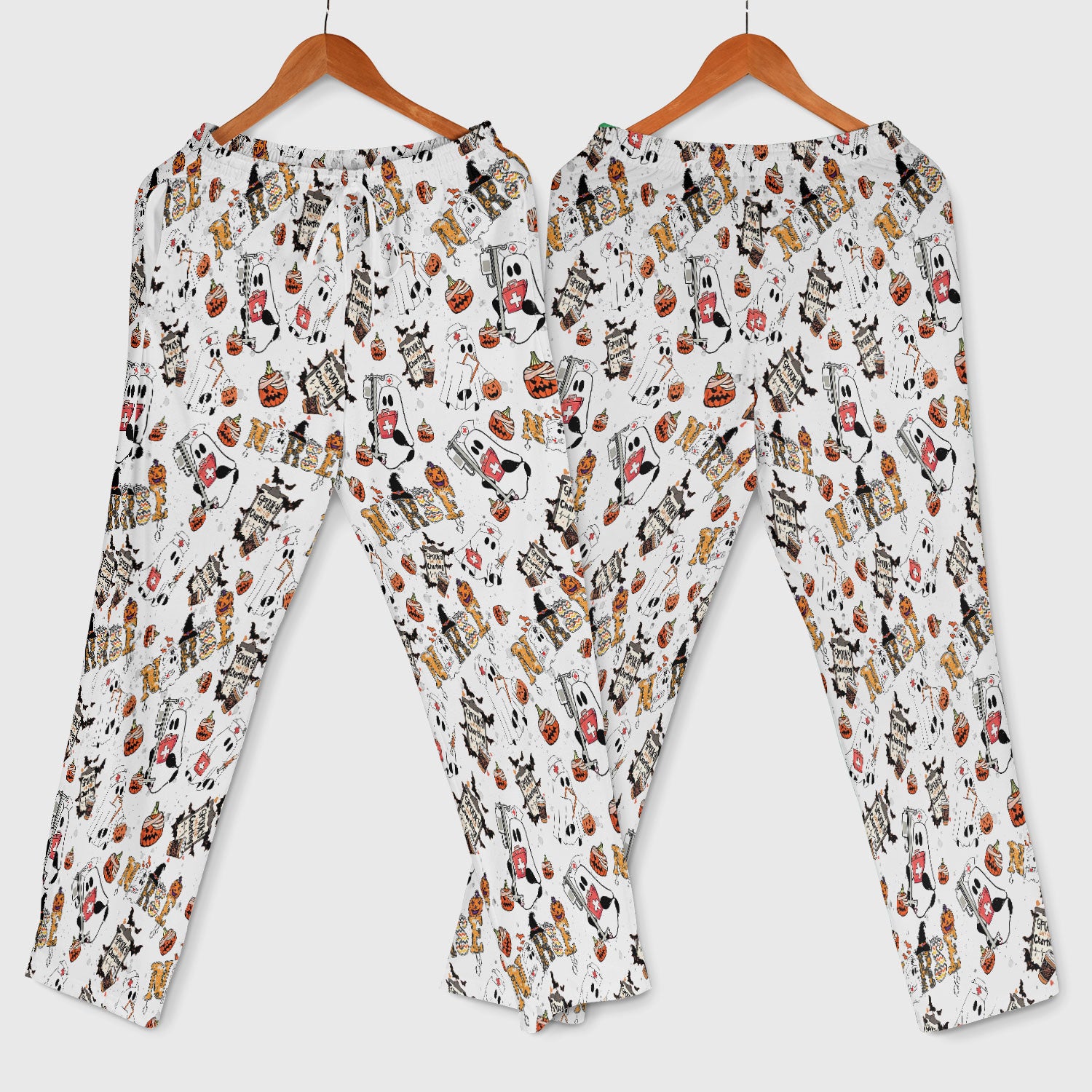 Halloween Women's Scrub Sets - Spooky But Still Charting - Funny Scrubs for Nurses - Horror Pumpkin Scrub Pants and V Neck Top