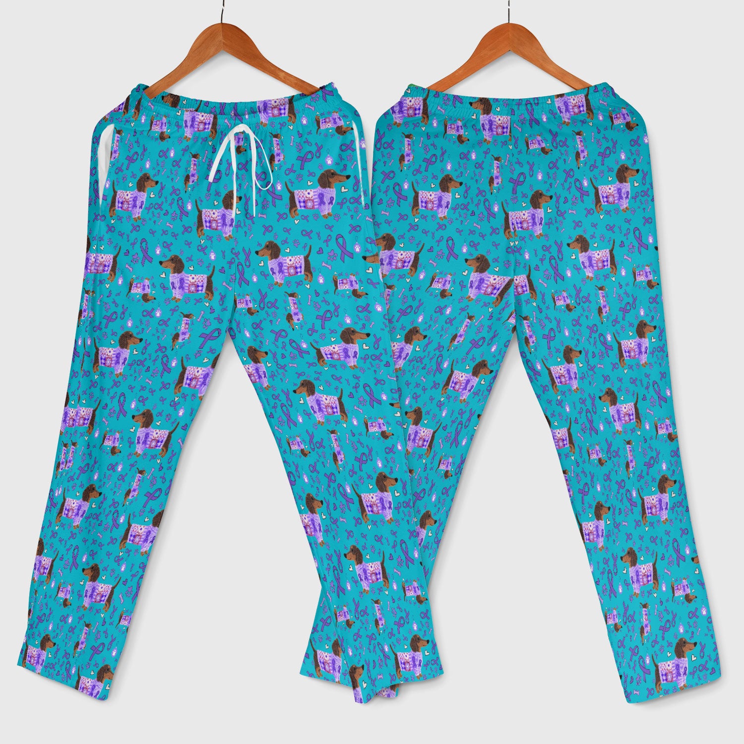 Wiener Dog Purple Ribbon Cancer Awareness Scrub Sets - Dachshund Nursing Uniform - Comfortable Scrubs for Nurses
