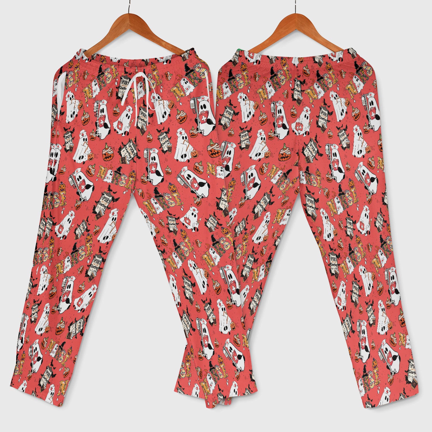 Halloween Women's Scrub Sets - Spooky But Still Charting Boo Nurse - Funny Scrub Pants and V Neck Top - Breathable Med Uniform