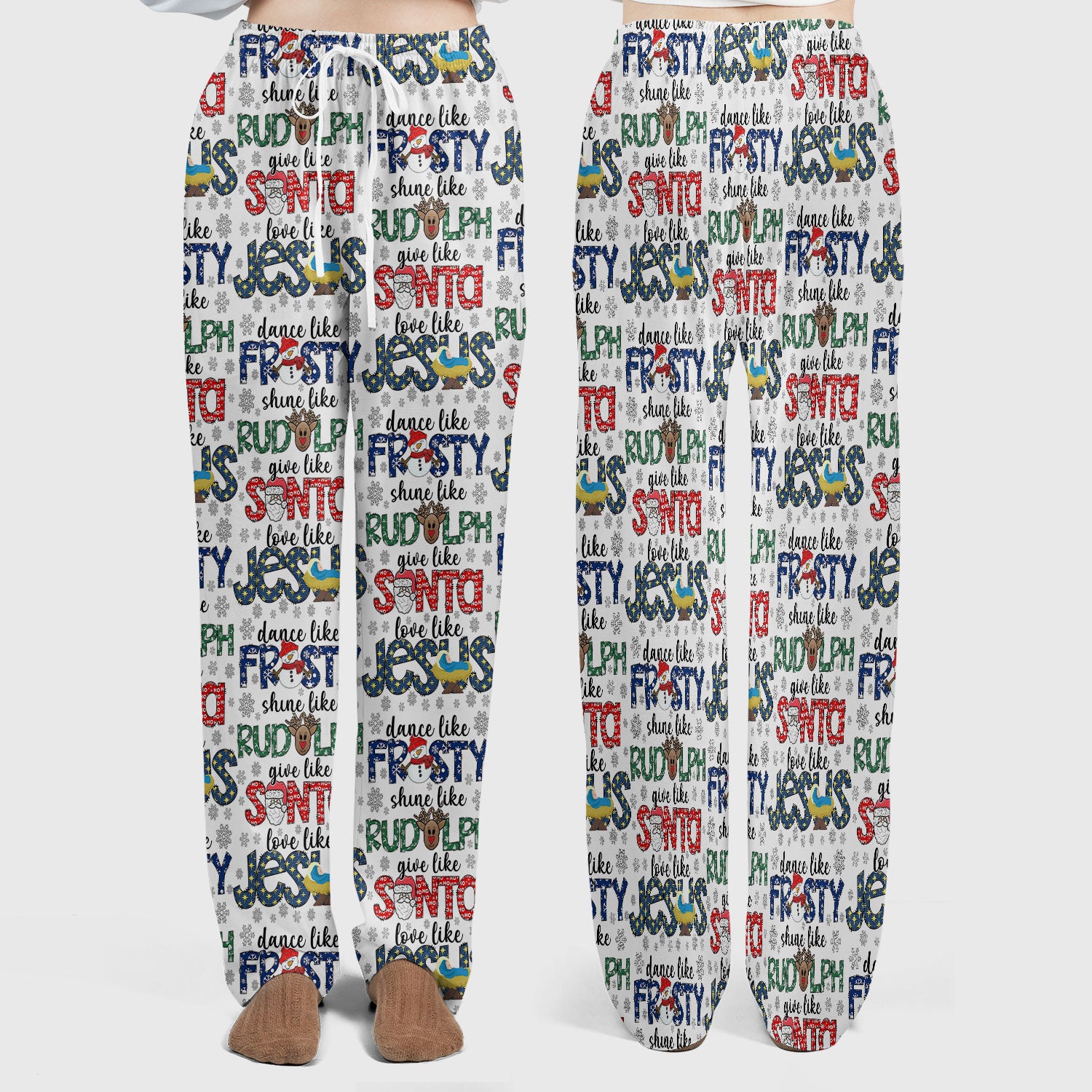 Christmas Rudolph  Women's Scrub Sets - Dance Like Frosty Shine Like Rudolph Give Like Santa Love Like Jesus - Holiday Med Uniform