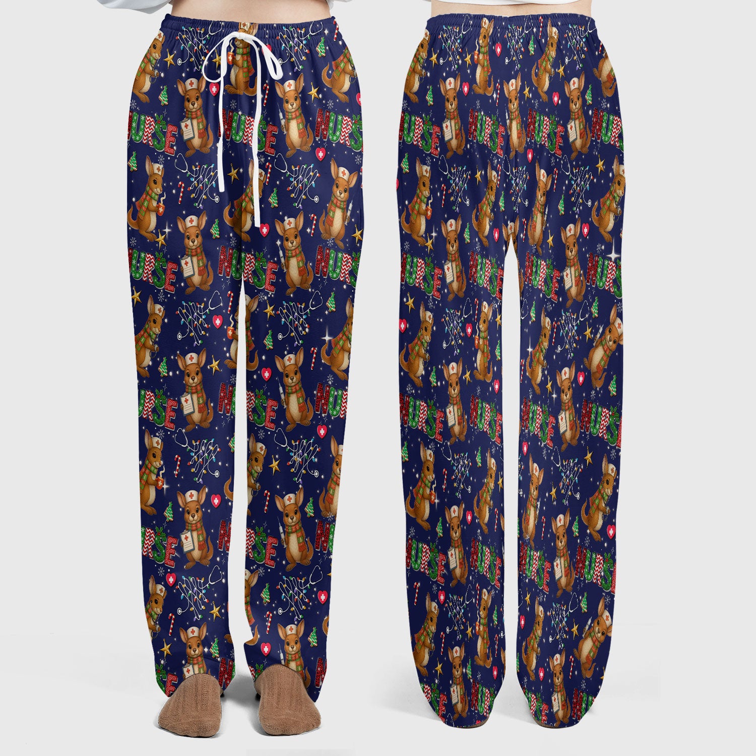 Christmas Kangaroo Nurse Scrub Set - Cute Aussie Holiday Medical Uniform - Funny Xmas Gift for Women