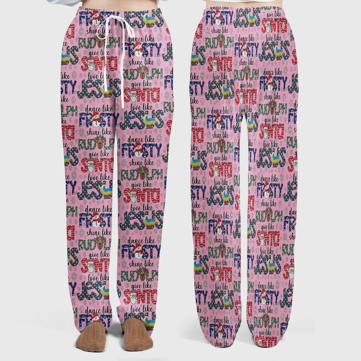 Christmas Rudolph  Women's Scrub Sets - Dance Like Frosty Shine Like Rudolph Give Like Santa Love Like Jesus - Holiday Med Uniform