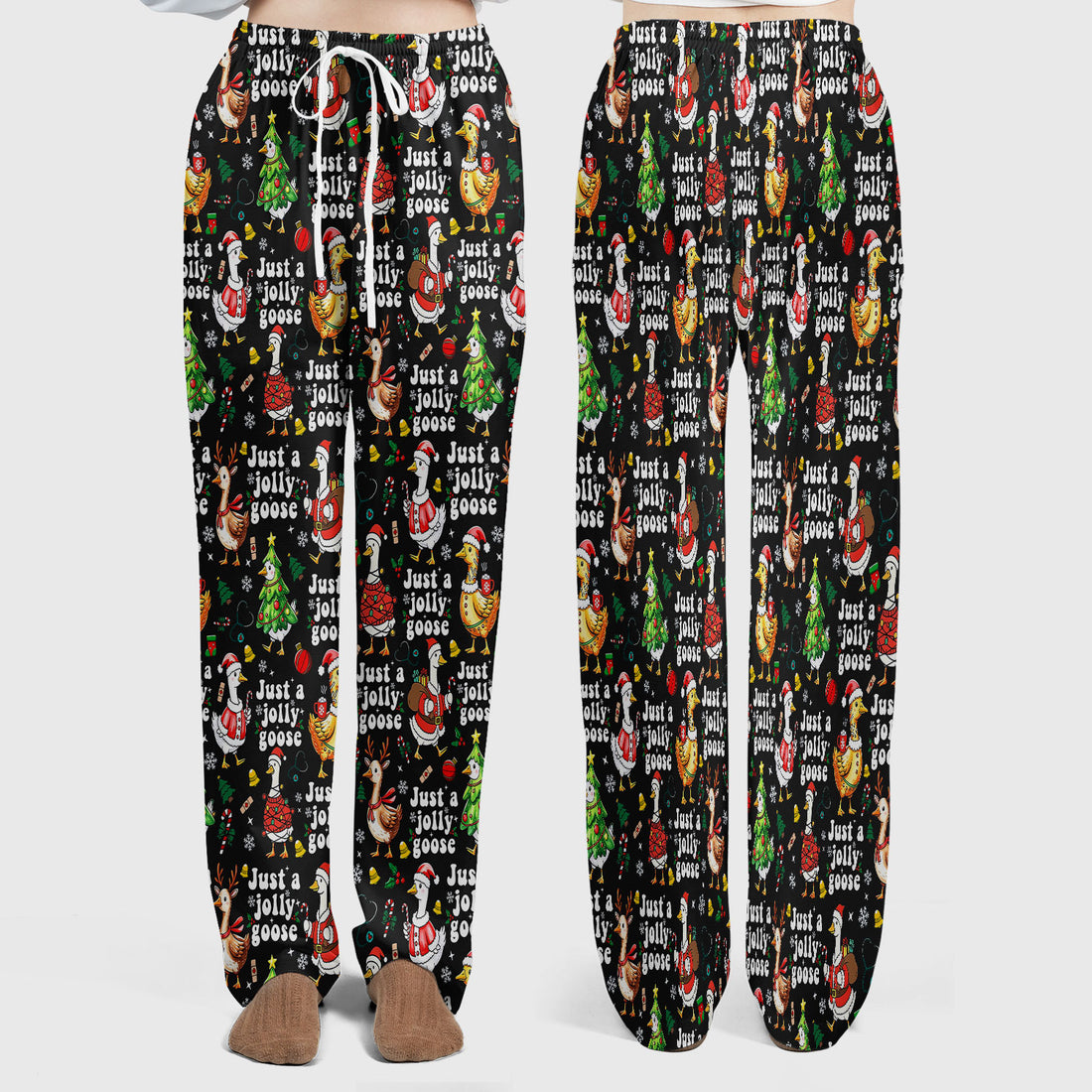 Just a Jolly Goose Funny Christmas Scrub Set - Holiday Medical Uniform for Nurse - Santa Goose Pants and Top