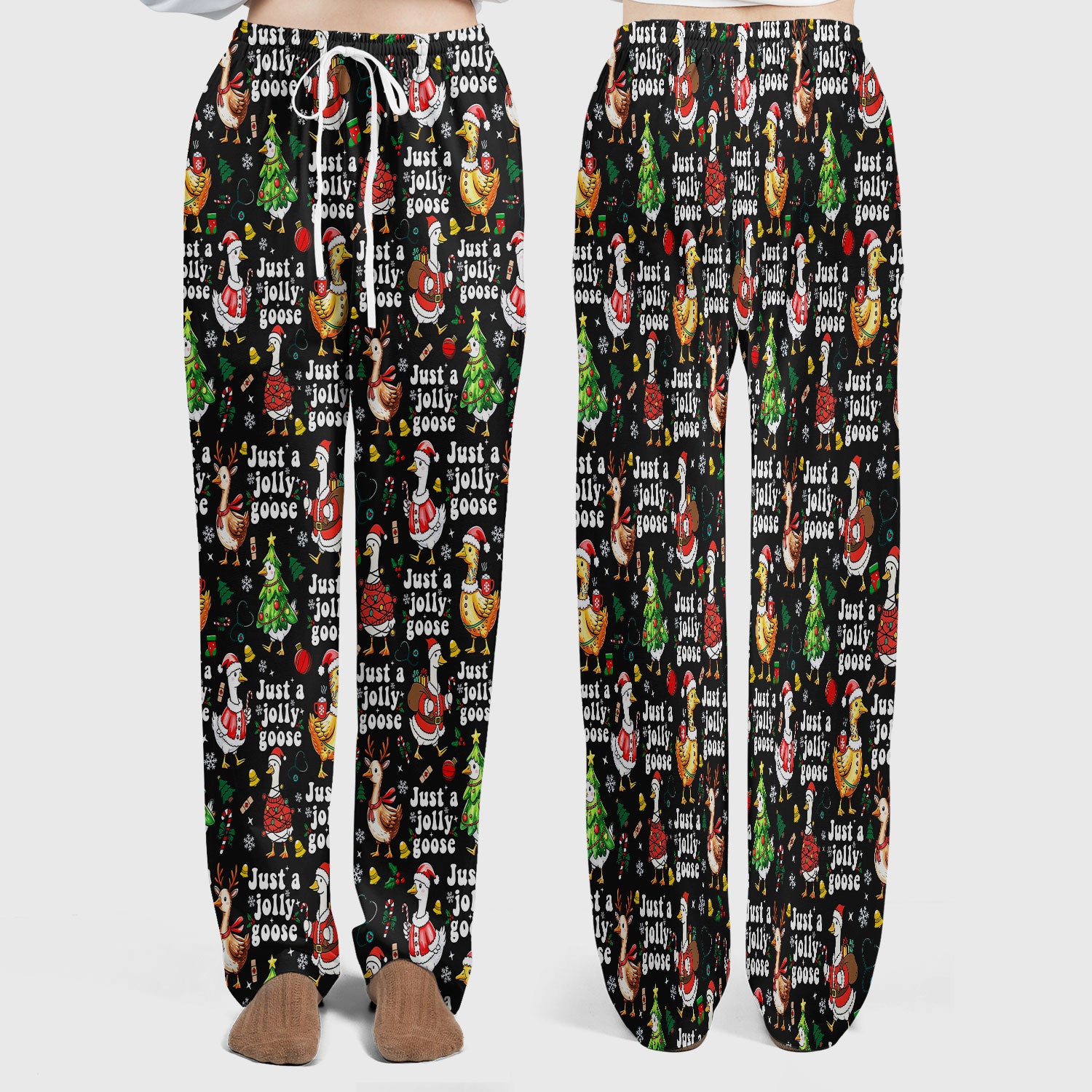 Just a Jolly Goose Funny Christmas Scrub Set - Holiday Medical Uniform for Nurse - Santa Goose Pants and Top