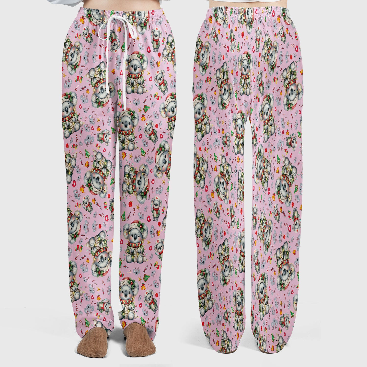 Aussie Koala Nurse Scrub Set - Cute Christmas Medical Uniform - Funny Holiday Animal Scrubs Pants and V Neck Top for Women