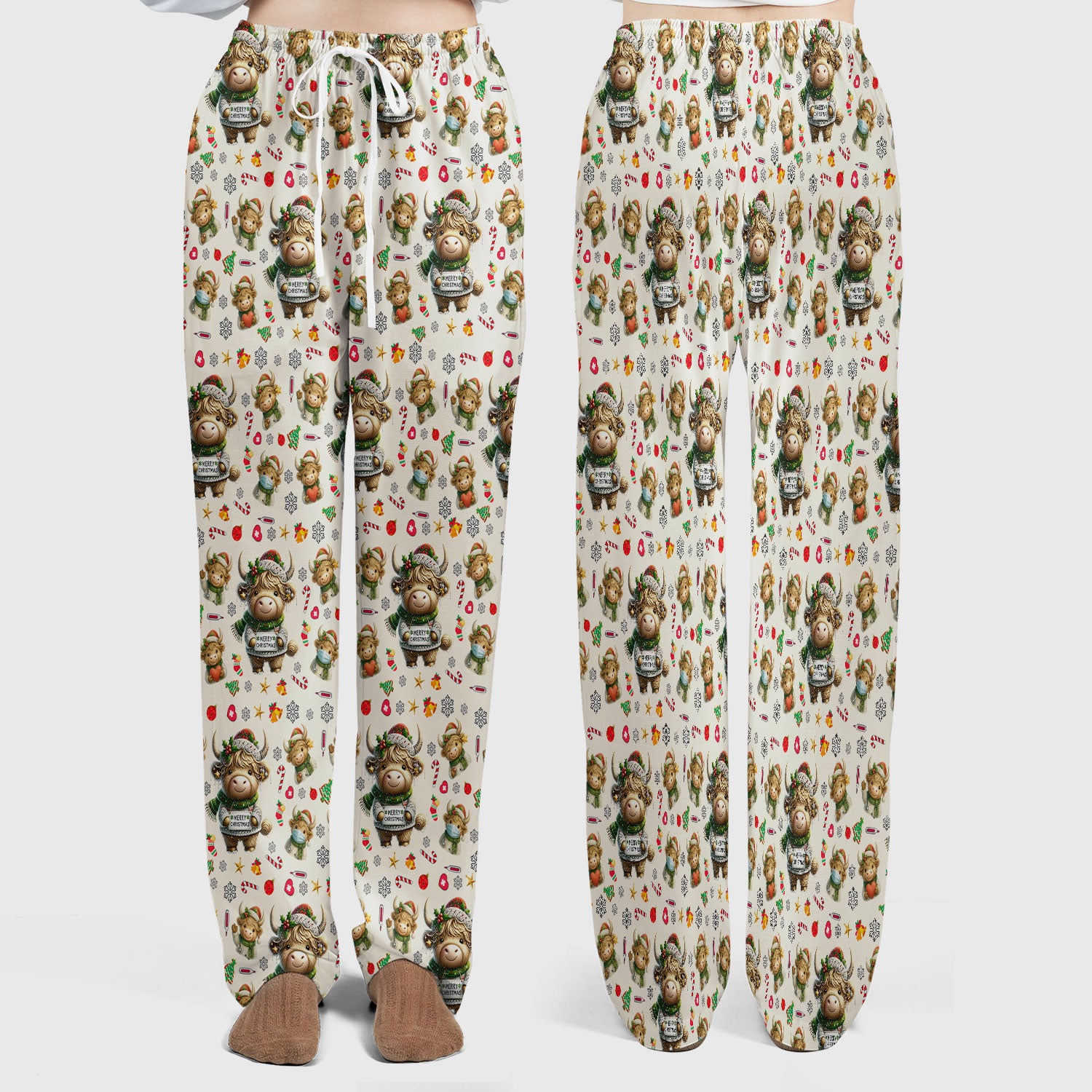 Highland Cow Christmas Scrub Set, Festive Cow Print Nurse Outfit, Holiday Medical Uniform For Women, Cute Veterinary Scrubs Gift
