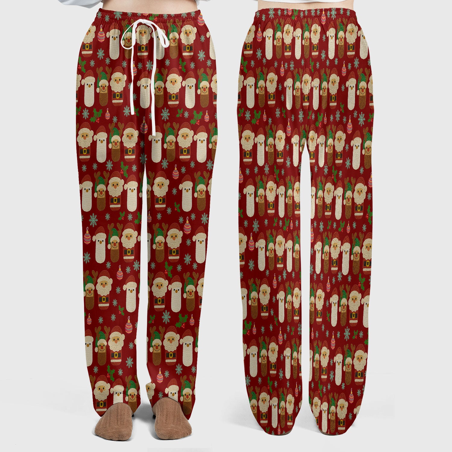 Christmas Santa Reindeer Snowman Scrub Set - Holiday Chill Pill Scrubs Pants and V Neck Top - Funny Medical Uniform for Women