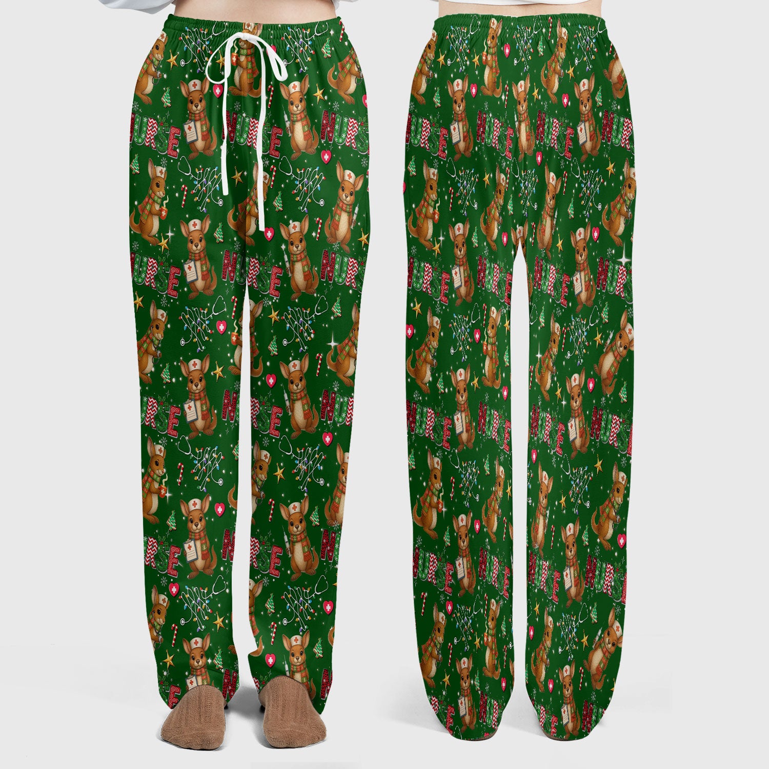 Christmas Kangaroo Nurse Scrub Set - Cute Aussie Holiday Medical Uniform - Funny Xmas Gift for Women