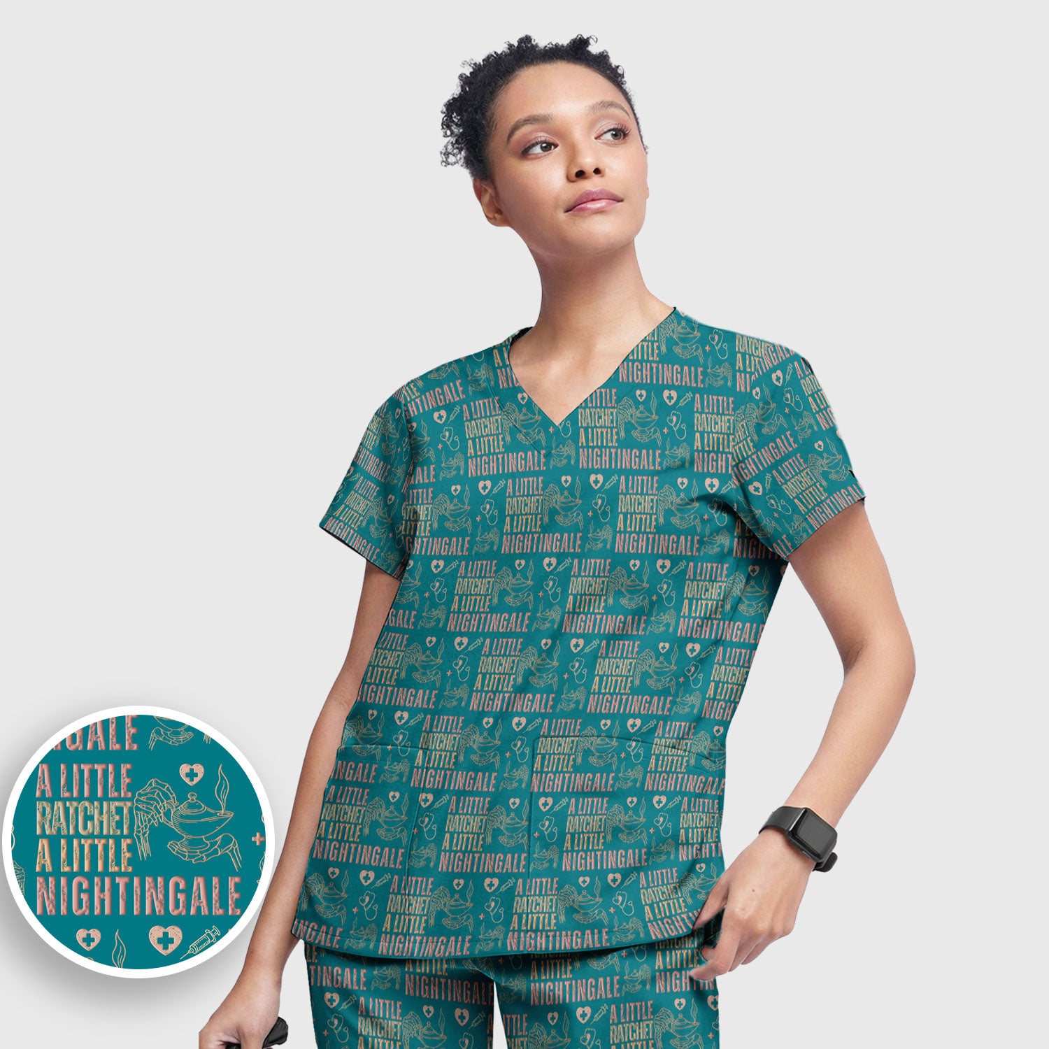 A Little Ratchet A Little Nightingale Women's Scrub Set, Breathable Med Uniform