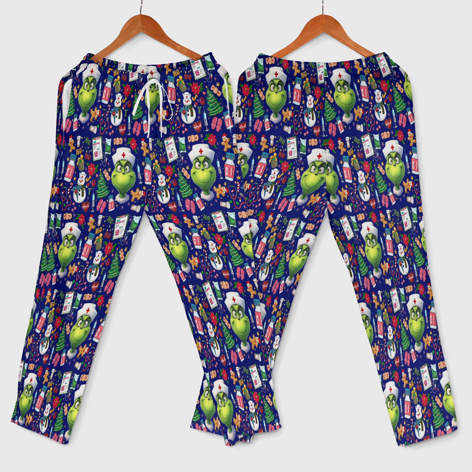 Funny Grinch Scrub Set for Women - Christmas Medical Uniform Top and Pants - Holiday Ugly Sweater Comfortable Nursing Outfit