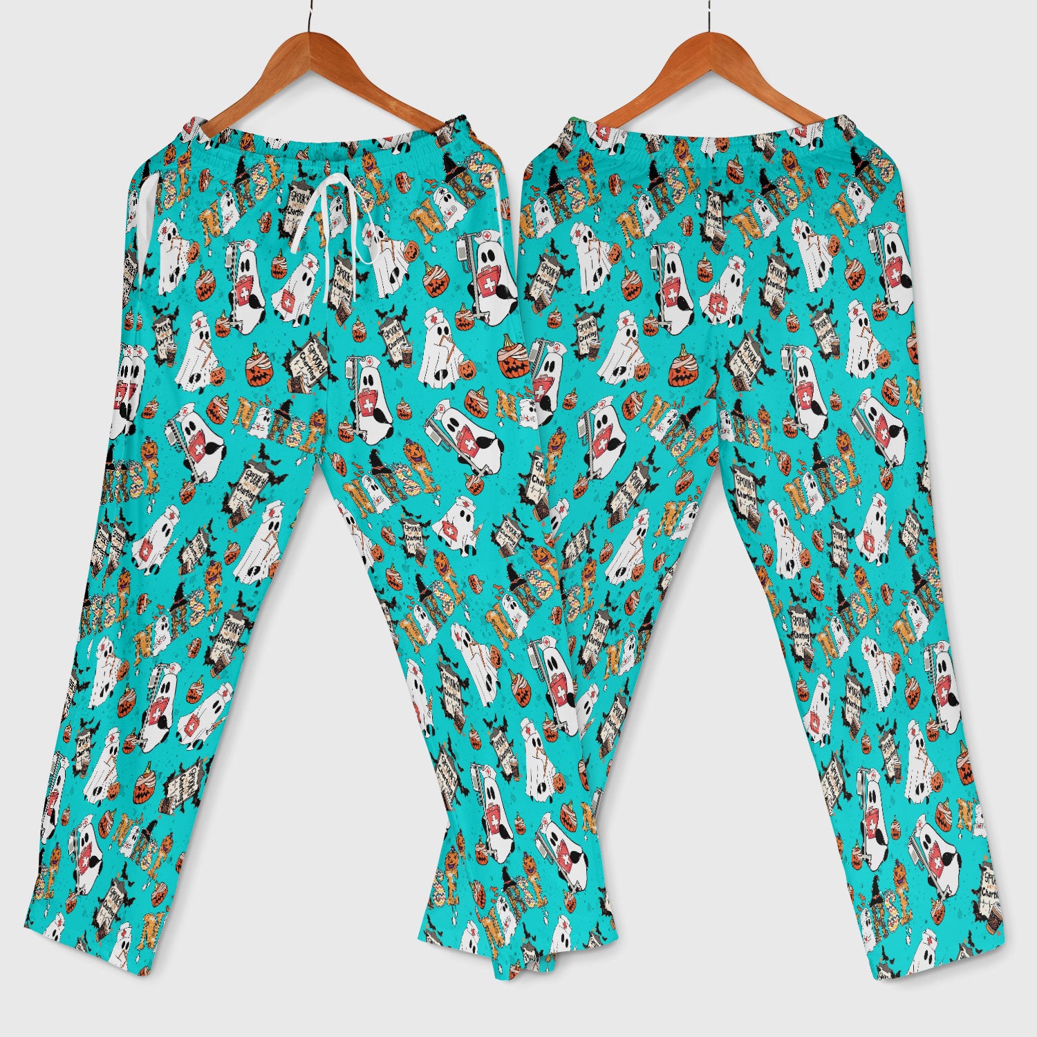 Halloween Women's Scrub Sets - Spooky But Still Charting - Funny Scrubs for Nurses - Horror Pumpkin Scrub Pants and V Neck Top