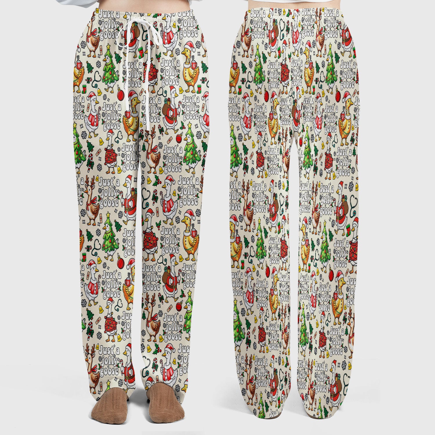 Christmas Goose Scrub Set for Nurse - Funny Jolly Holiday Medical Uniform for Women