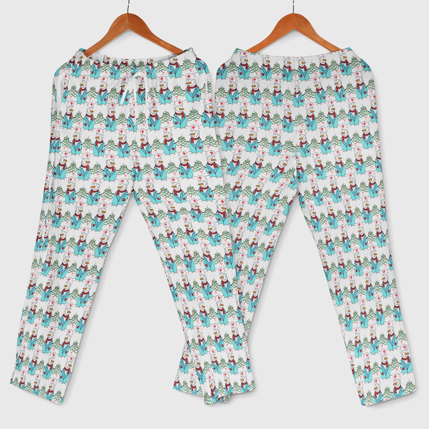Snowman Nurse Scrub Pants - Xmas Med Uniform for Women - Comfortable Nursing Scrub Sets - Snowman Ugly Sweater Gift