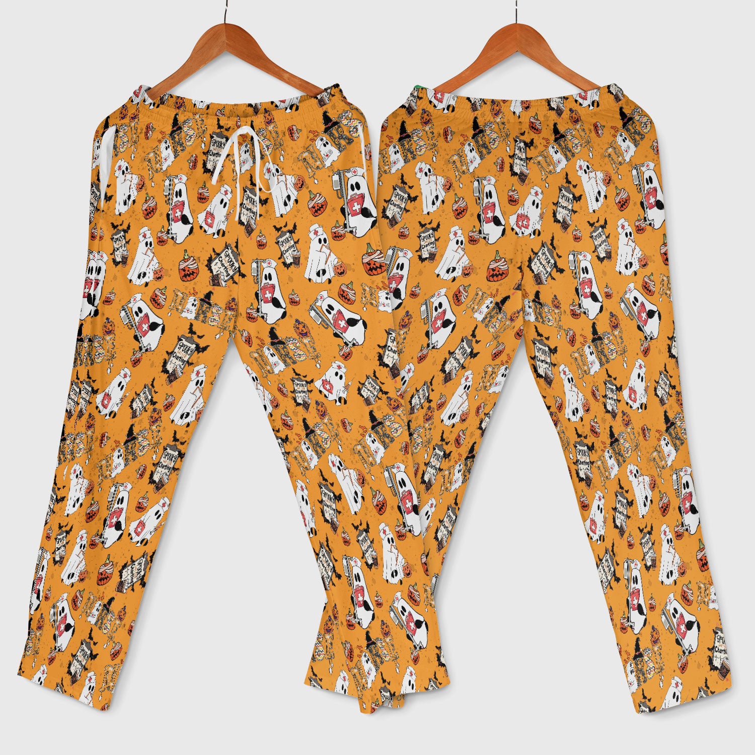 Halloween Women's Scrub Sets - Spooky But Still Charting Boo Nurse - Funny Scrub Pants and V Neck Top - Breathable Med Uniform