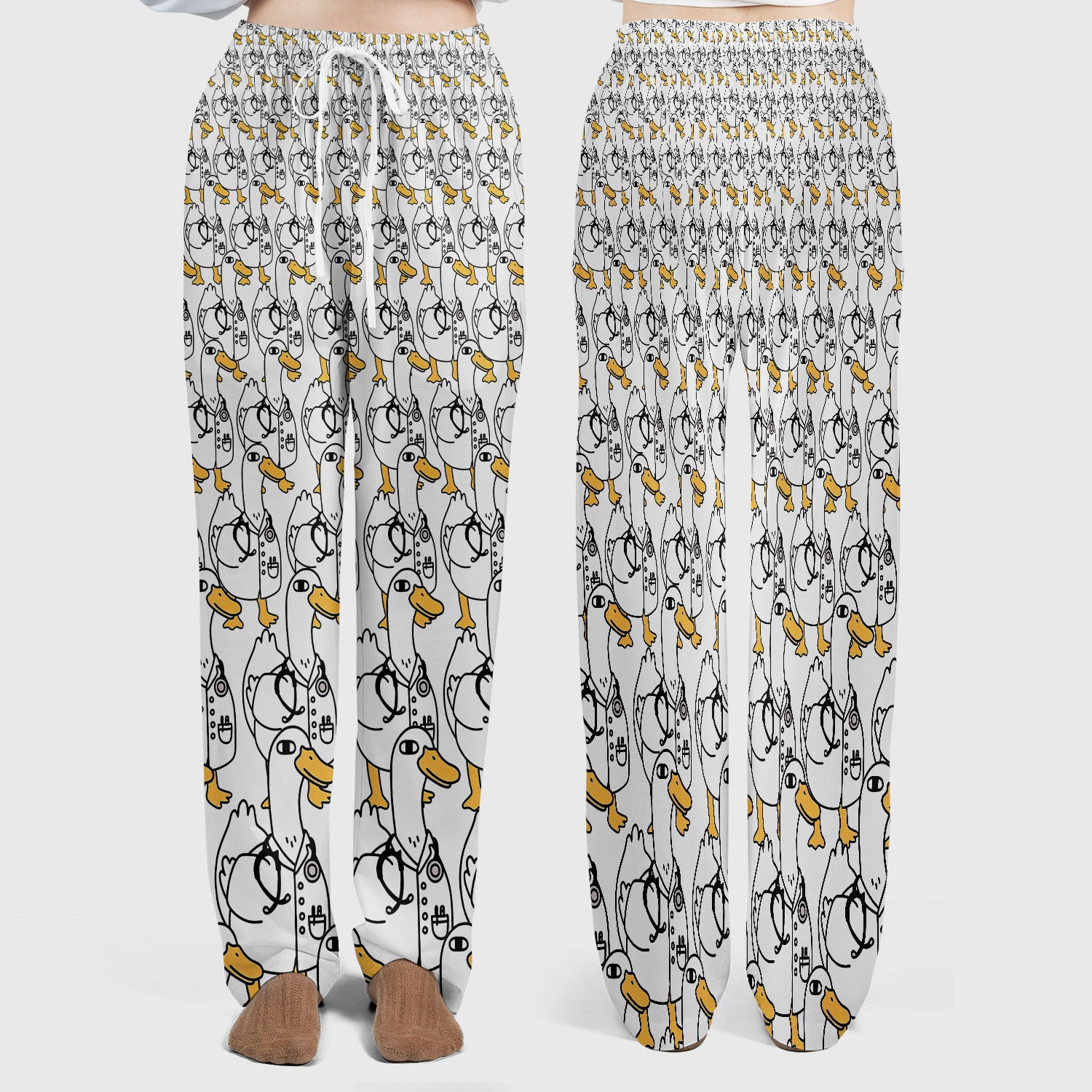 Funny Duck Scrub Set for Women - I'm a Doctor Scrubs Pants and V Neck Top - Cute Duck In The Row - Comfortable Nursing Uniform