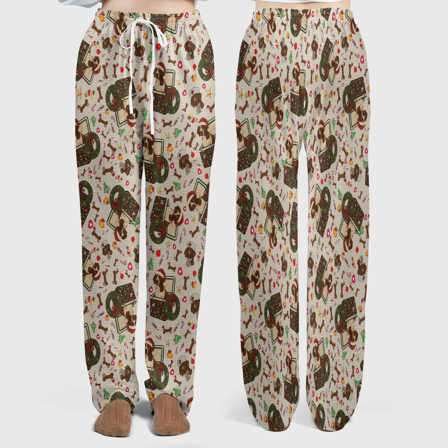 Funny Christmas Dog Scrub Set – Cute Pet Lover Holiday Pattern – Festive Medical Uniform for Nurses and Animal Care Workers