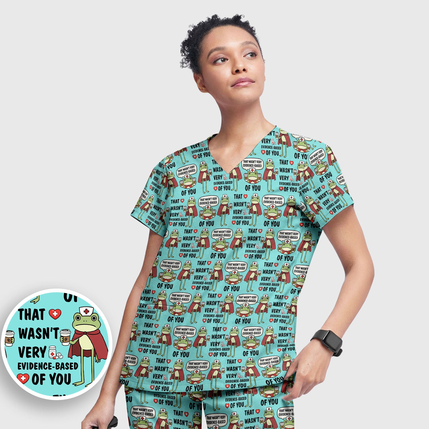 Funny Frog Nurse Quote Medical Pattern, Women's Scrub Set