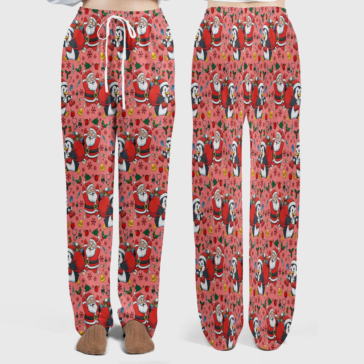 Funny Penguin Christmas Scrub Set - Santa Holiday Nurse Uniform for Women - Medical Gift for RN CNA LPN