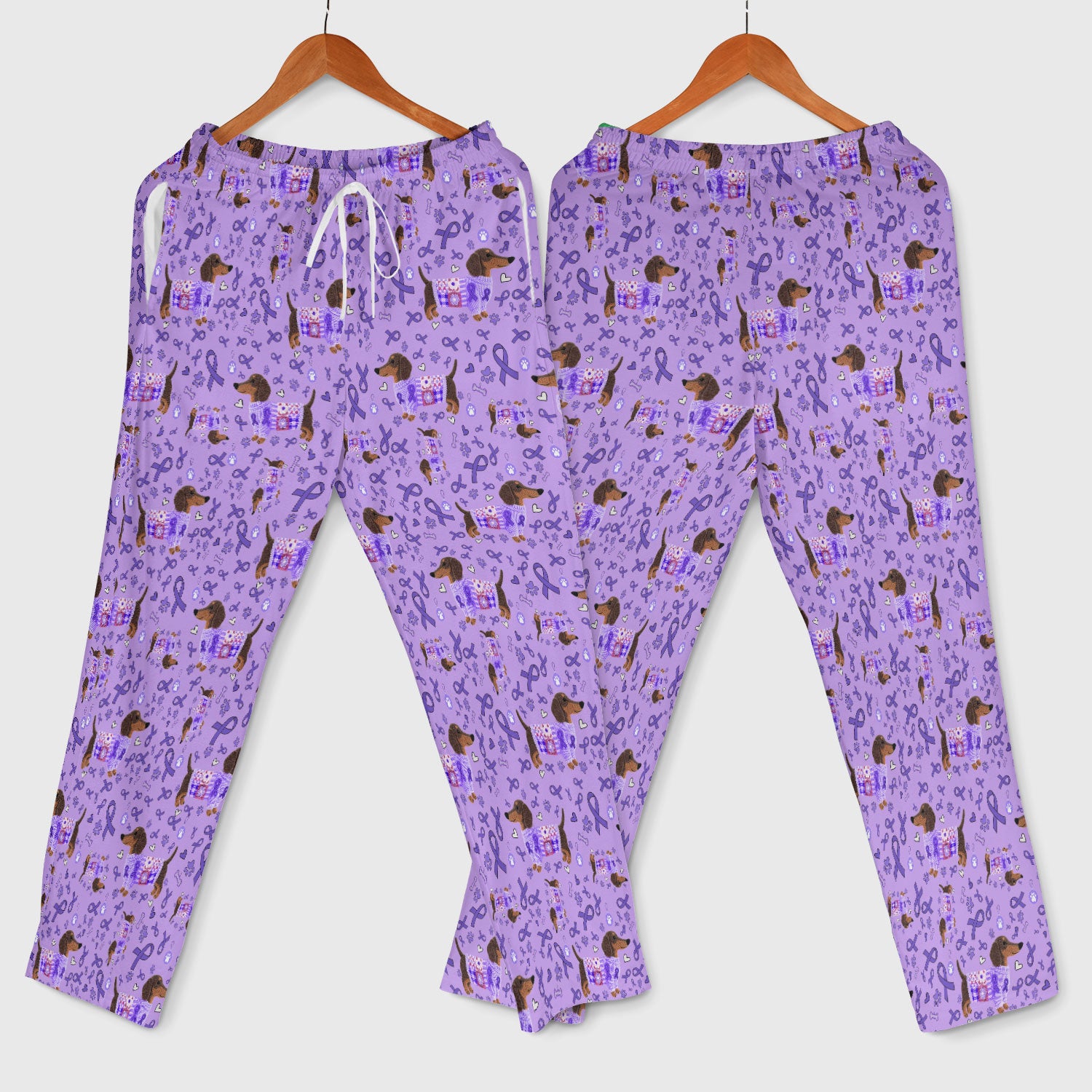 Wiener Dog Purple Ribbon Cancer Awareness Scrub Sets - Dachshund Nursing Uniform - Comfortable Scrubs for Nurses