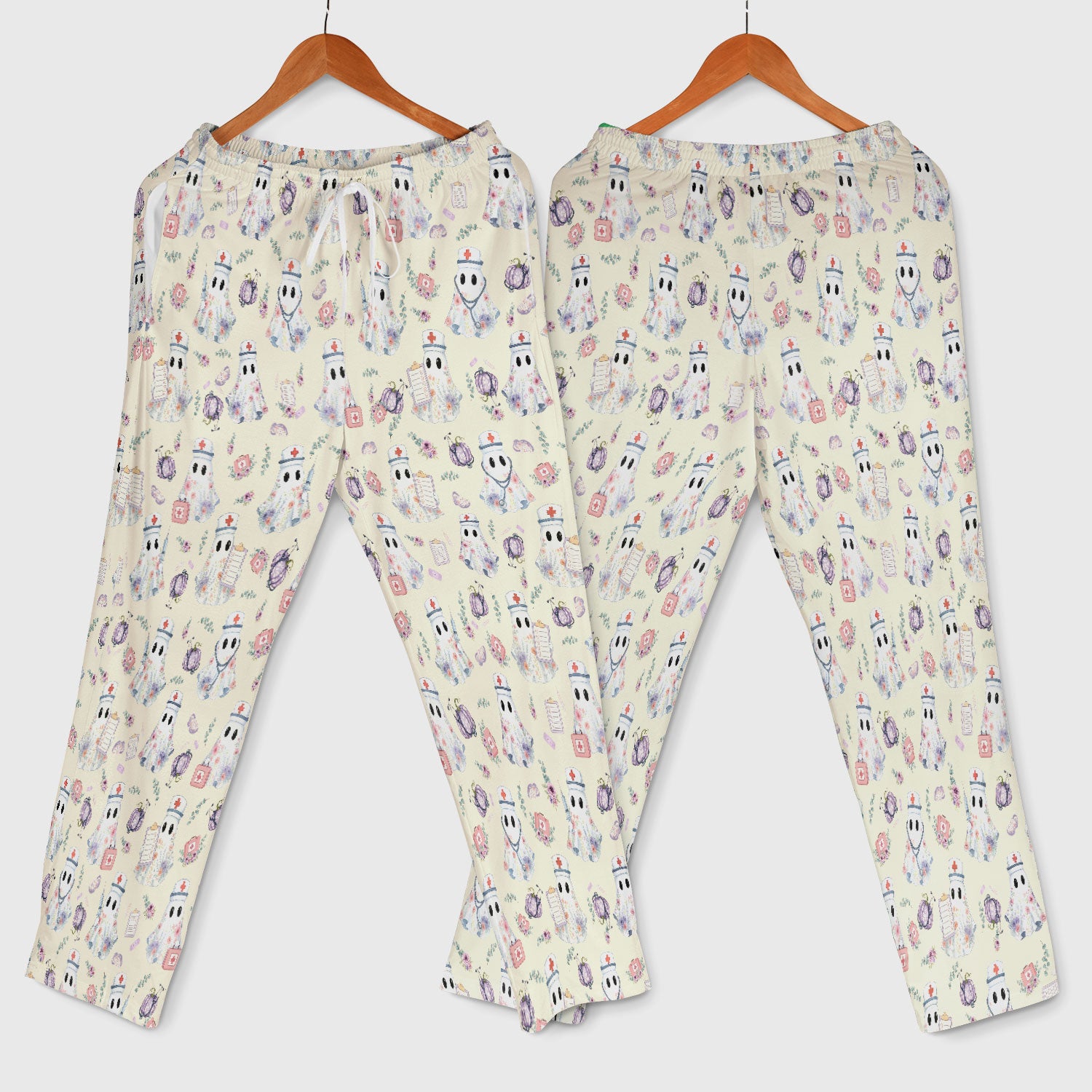 Ghost Nurse Medical Uniform - Cute Boo Halloween Scrub Set - Purple Pumpkin Scrub Pants - Funny Halloween Sweatshirts