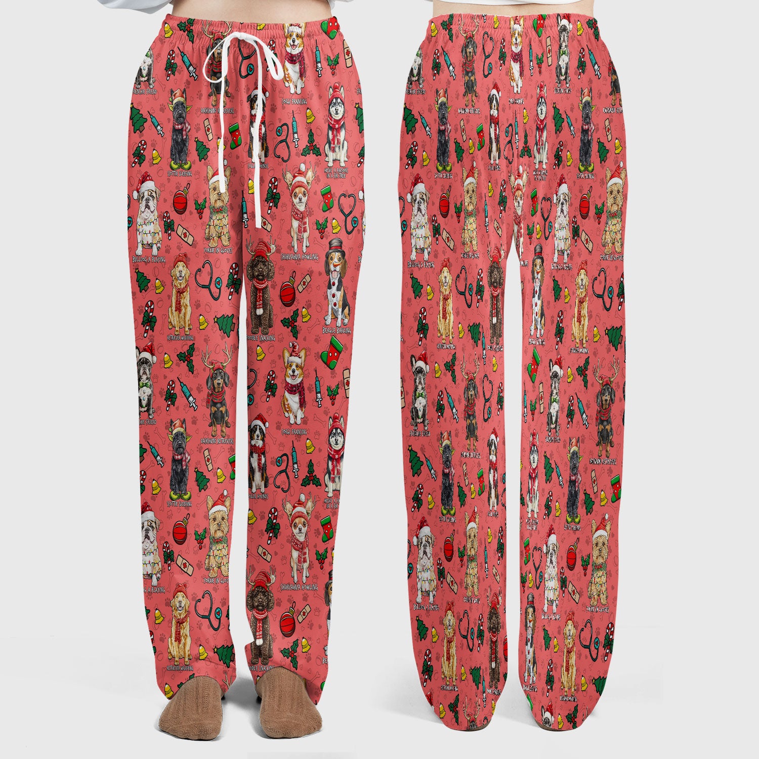 Cute Christmas Dog Scrubs Sets for Nurses - Corgi, Dachshund, Husky, Poodle & Labrador - Funny Holiday Medical Uniform for RN CNA LPN