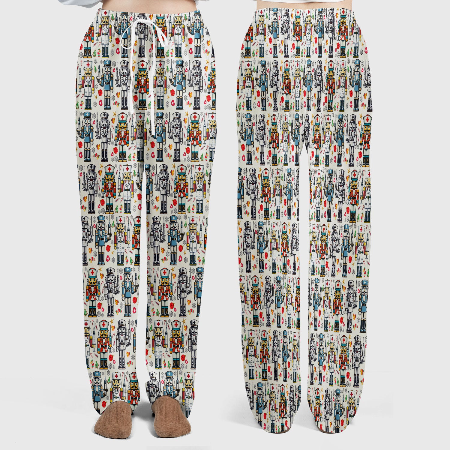 Funny Nutcracker Christmas Scrub Set – Cute Holiday Nurse Pattern Shirt – Festive Medical Uniform for RN, LPN, CNA, and Healthcare Workers