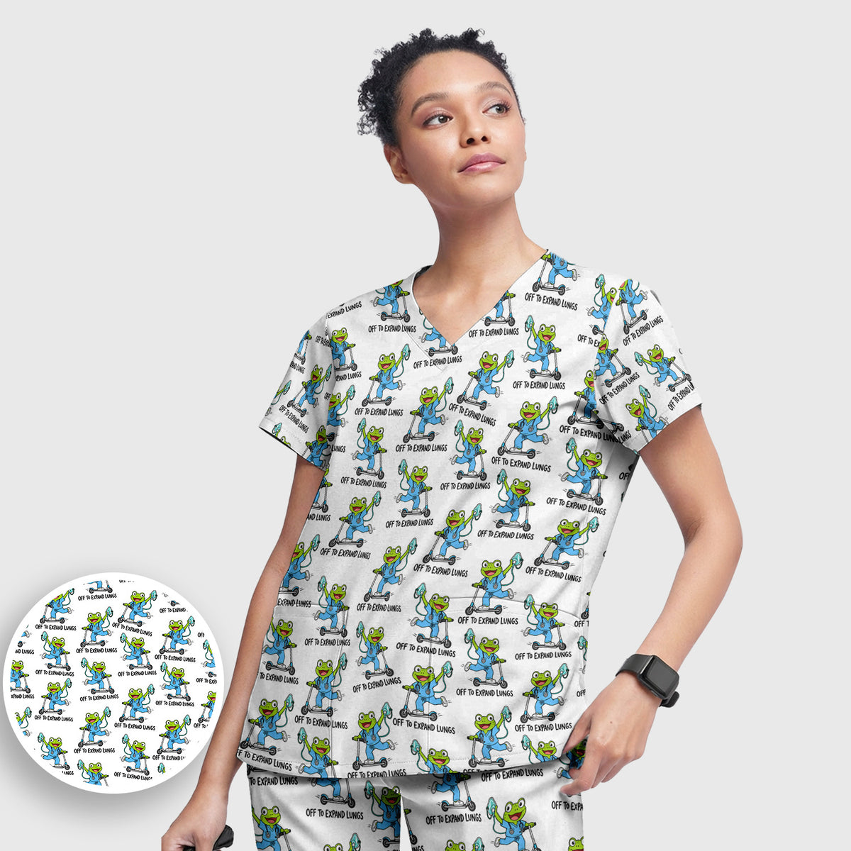 Buntes Kasack-Set mit Neon-Katzenköpfen, Schlupfhose und V-Ausschnitt-Oberteil