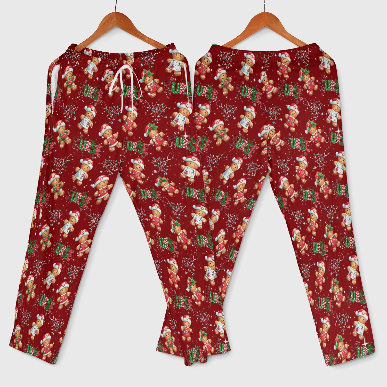 Christmas Gingerbread Women's Scrub Sets - Comfortable Scrubs for Nurses - Funny Xmas Scrub Pants and V Neck Top for RN CNA LPN