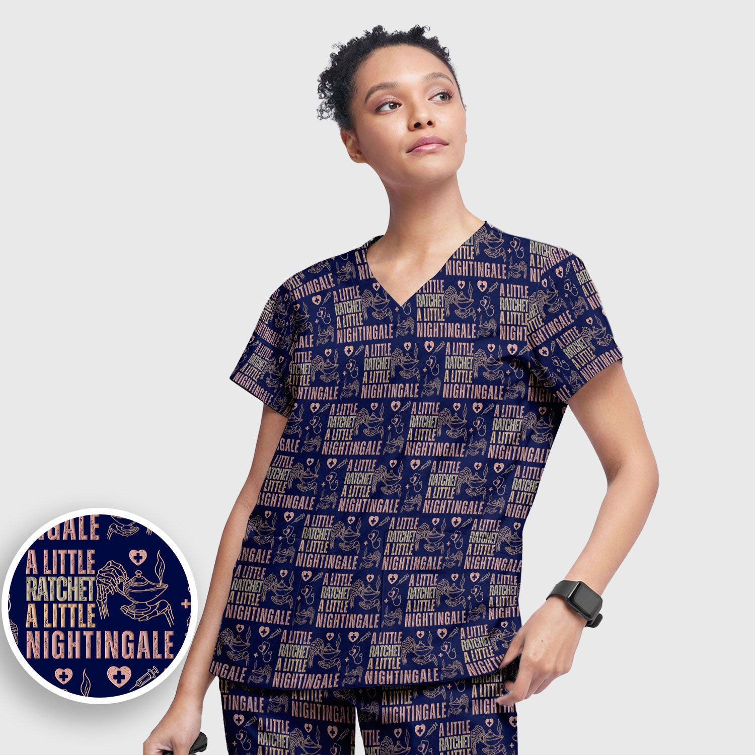 A Little Ratchet A Little Nightingale Women's Scrub Set, Breathable Med Uniform