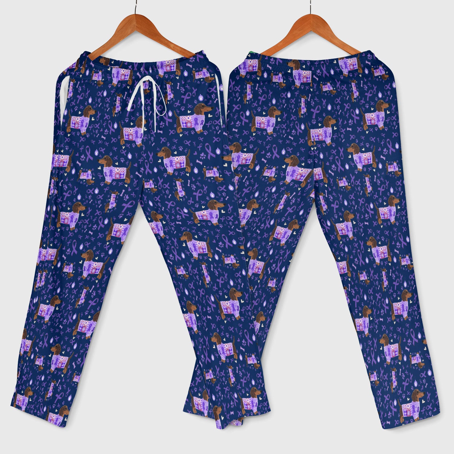 Wiener Dog Purple Ribbon Cancer Awareness Scrub Sets - Dachshund Nursing Uniform - Comfortable Scrubs for Nurses