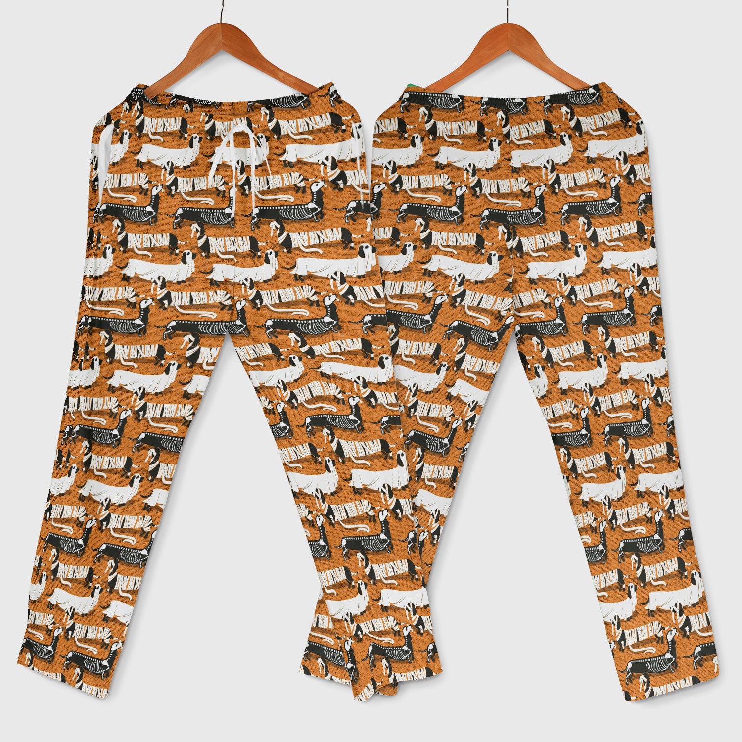 Halloween Scrub Set for Women - Spooky Skeleton Med Uniform - Dachshund Nursing Pants - Ugly Sweater for Wiener Dog Lover