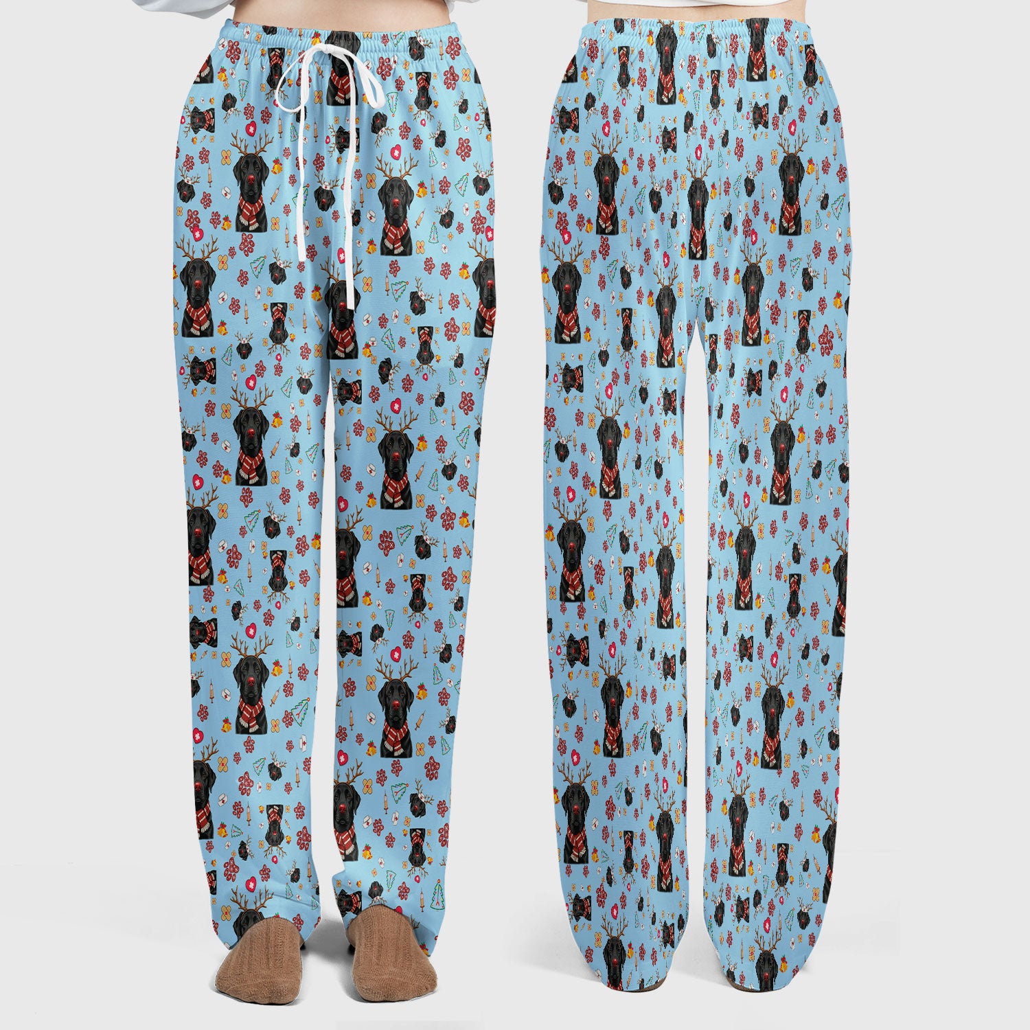 Black Lab Christmas Scrub Set - Funny Labrador Nursing Pants and V Neck Top - Cute Holiday Medical Uniform