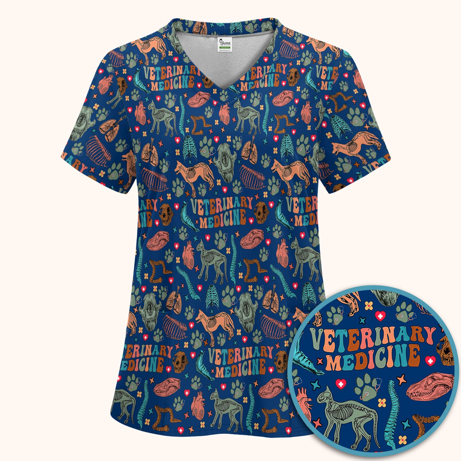 Vet Tech Scrub Set - Veterinary Medicine Scrubs Pants and V Neck Top - Animal Medical Uniform for Women Nurse Gift