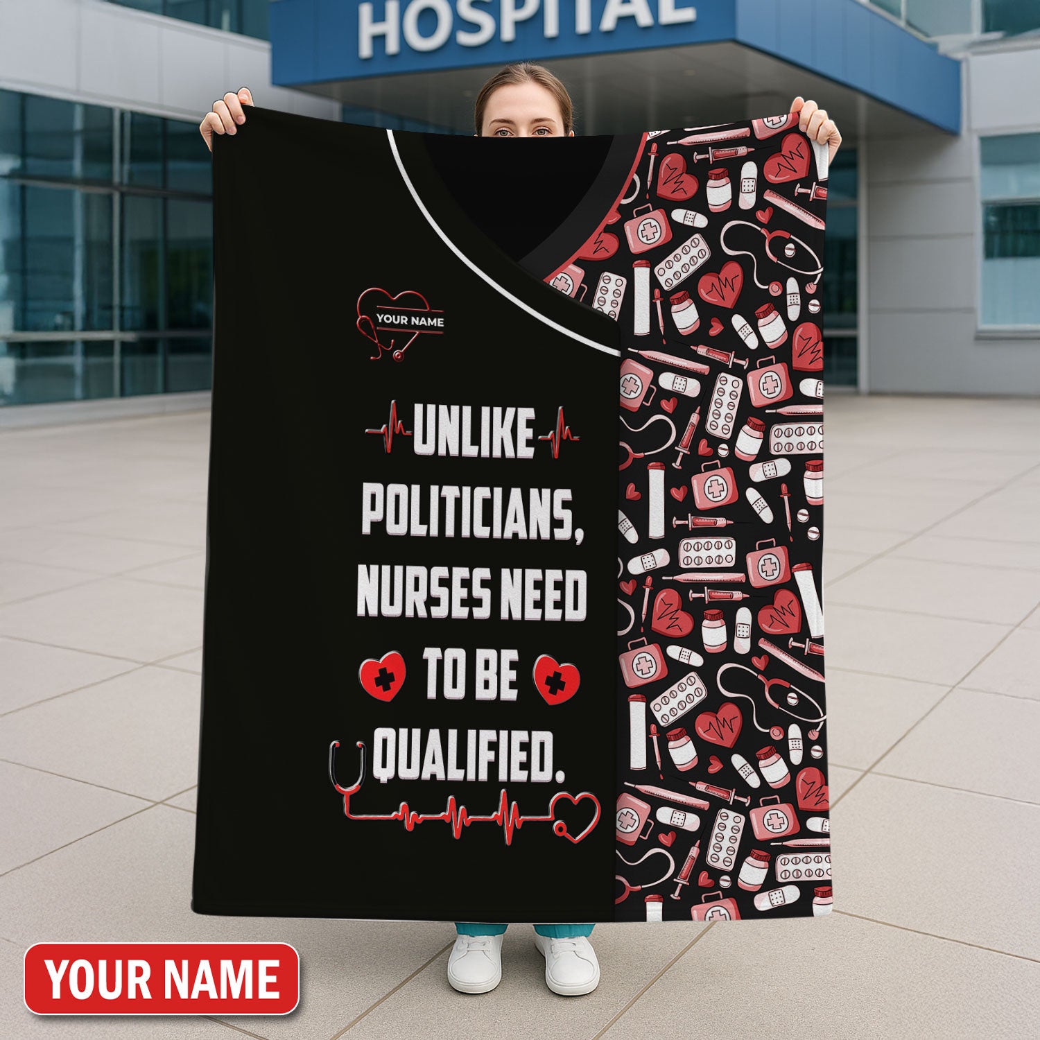 Personalized Funny Nurse Graphic Blanket, Custom Name Need To Be Qualified Nurse Blanket, Blankets For Nursing