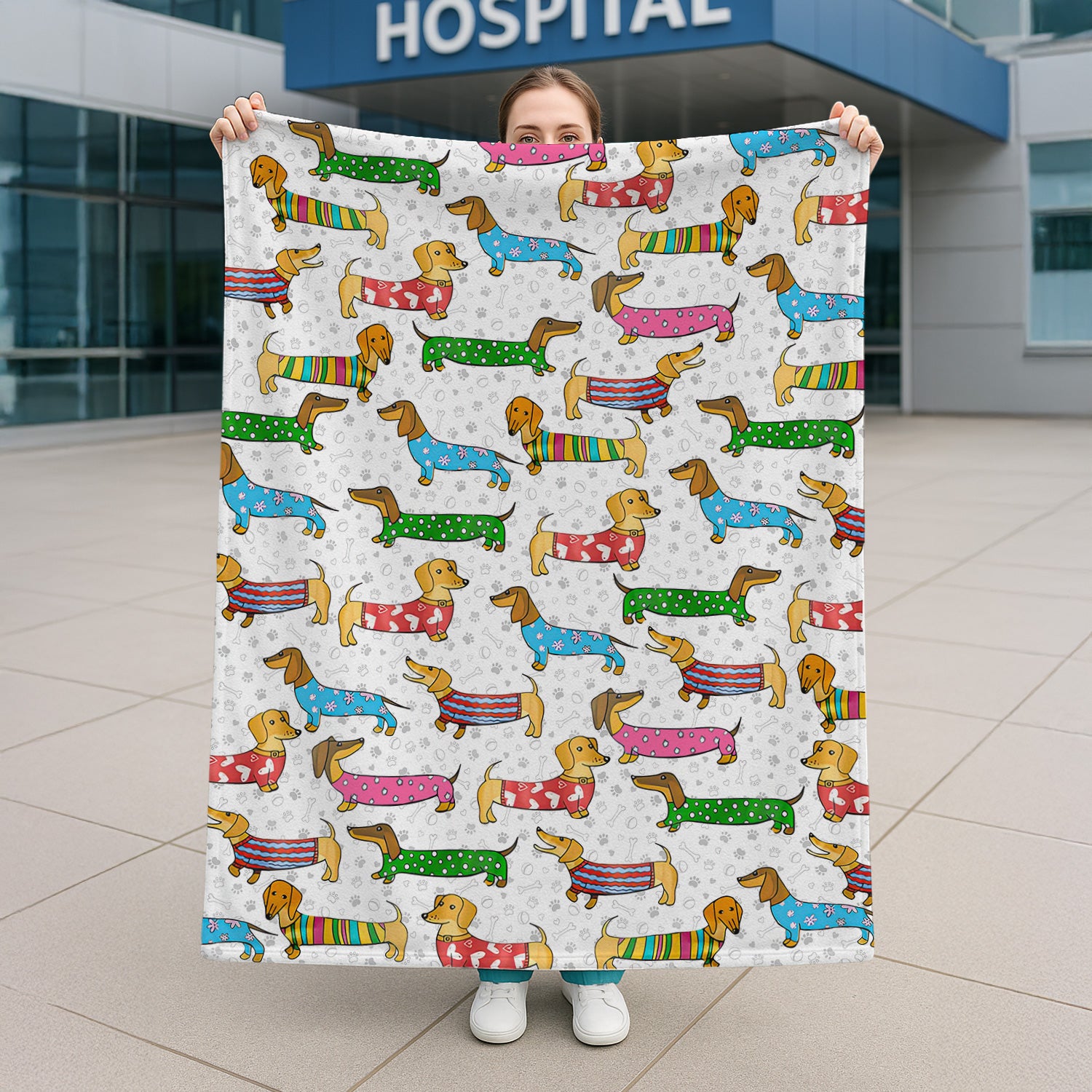 Doxie Puppies Nurse Blanket - Cute Dachshund Holiday Gift for RN LPN CNA - Weiner Dog Lover