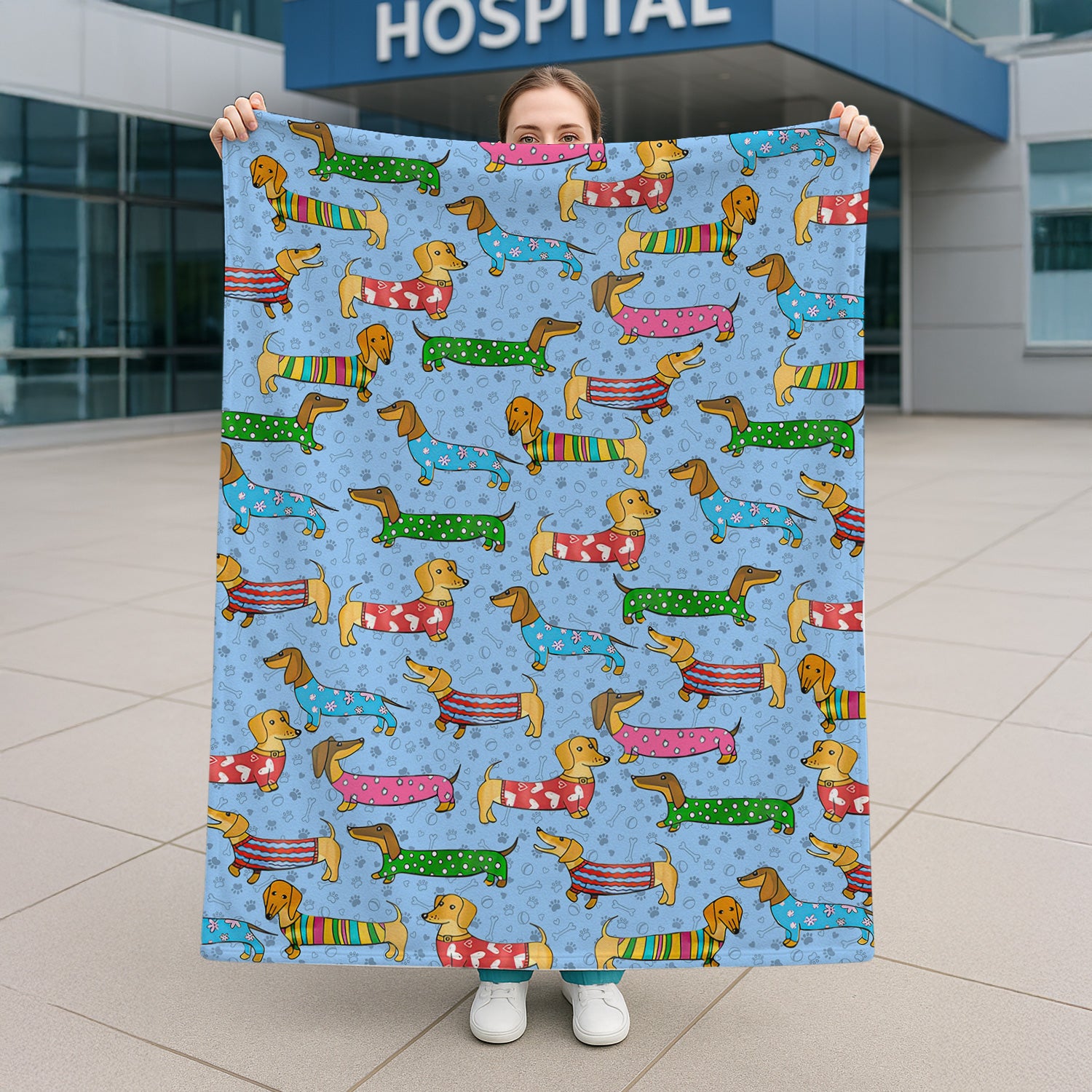 Doxie Puppies Nurse Blanket - Cute Dachshund Holiday Gift for RN LPN CNA - Weiner Dog Lover