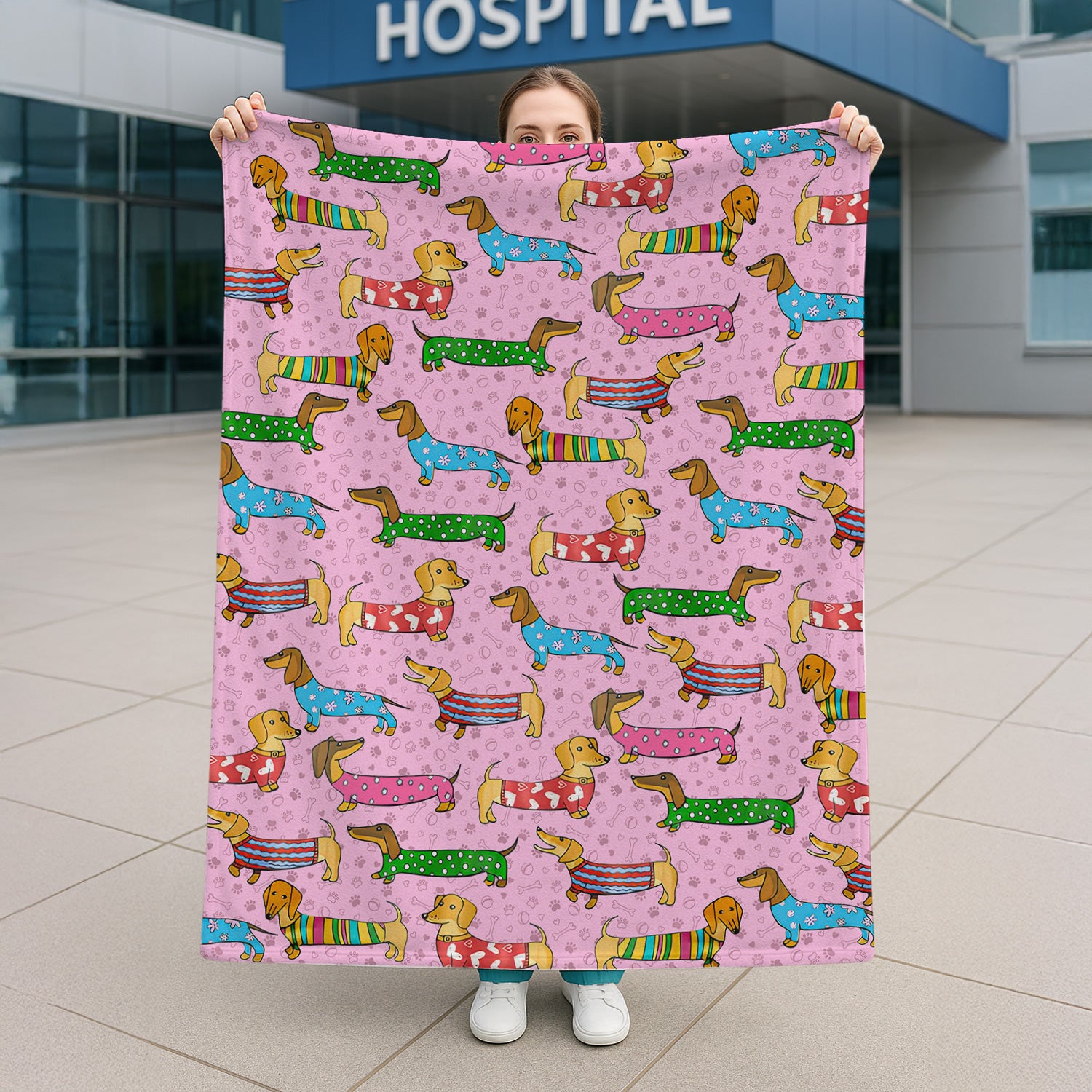Doxie Puppies Nurse Blanket - Cute Dachshund Holiday Gift for RN LPN CNA - Weiner Dog Lover