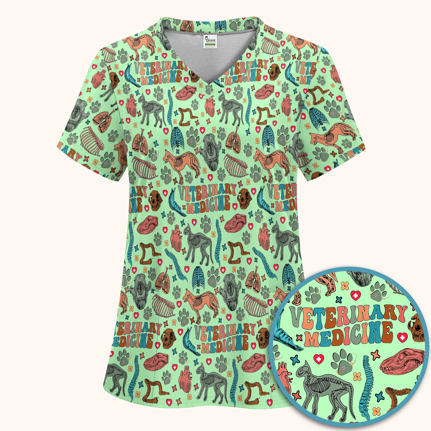 Vet Tech Scrub Set - Veterinary Medicine Scrubs Pants and V Neck Top - Animal Medical Uniform for Women Nurse Gift