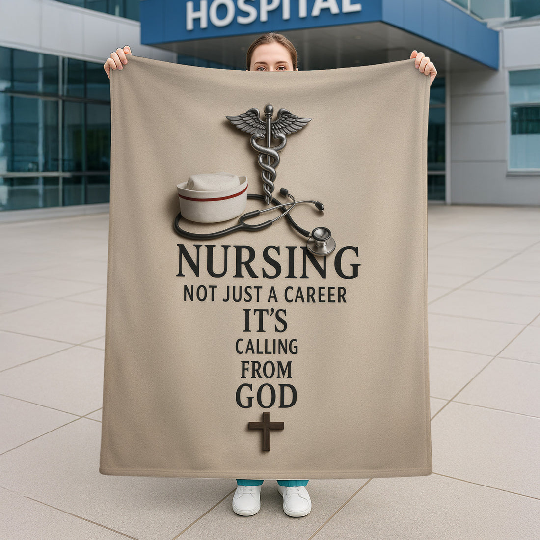 Christian Nurse Blanket - Faith-Based Throw Blanket for RN CNA LPN - Nursing Is a Calling from God Gift Idea